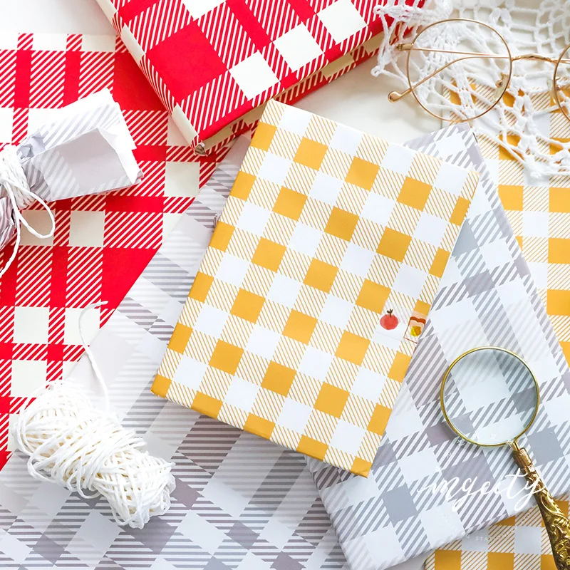 

78x53cm Material Background Paper Red Yellow Lattice Pattern DIY Diary Gift Box Decorative Flake Bullet Journal Lebal Sticker