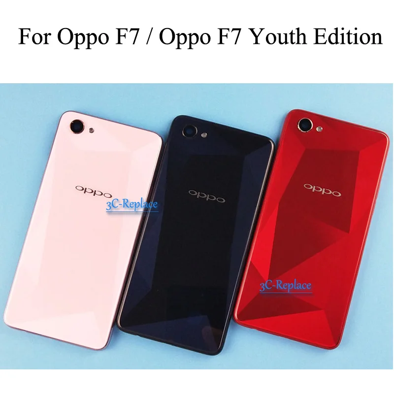 Черный/красный/розовый/серебристый для Oppo F7/Oppo F7 Youth Edition/Oppo A3 задняя крышка батарейного отсека Корпус Задняя стеклянная часть