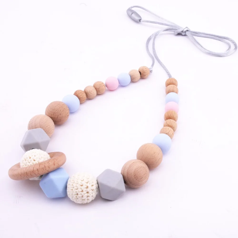 Let's Make Baby Nursing Teething Necklace Beech Wooden Silicone Beads