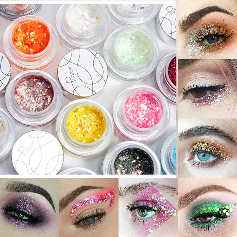 

Pudaier 34 Color Pearlescent Eye Shadow Gel Cream Body Hairs Lips Diamond Sequins Shimmer Pigment Eyeshadow Palette TSLM2
