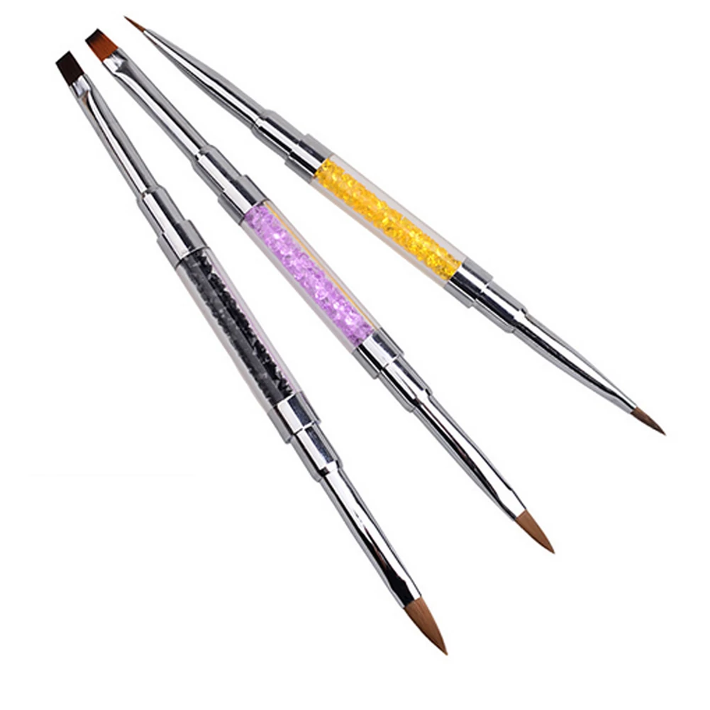 

1pcs Dual-head Professional Rhinestone Bling Acrylic Nail Brush Painting Drawing Design Pen Nail Art Decorations Random Color