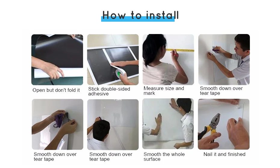 930_11 Wall Sticker Soft Dry Erase Magnetic Blue board Hold Magnets Wall Decor Room Home Decoration 120 x 100 cm x0.6 mm