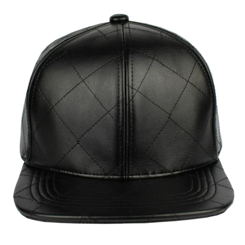 Quilt Faux Leather Urban Snapback Flat 