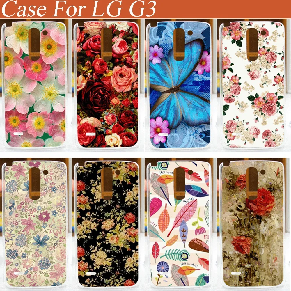 

Hot Printing Back Cover Case For LG G3 Stylus Painted beautiful flowers Cell Phone Hard Cases