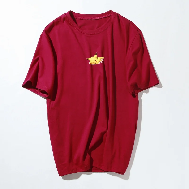

Brand New Summer Men T Shirt Casual Short Sleeve O-neck Fashion Lovely Cartoon Pikachu Printed Cotton Tshirt Male Tops Tee Shirt