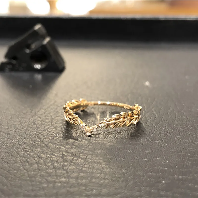 

Wheat Rings Golden Finger Ring for Women Peace Symbol Party Rings Female Plant Jewelry