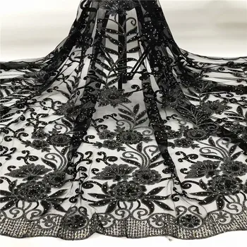 

Black green african peach 3d lace fabric african lace fabrics 2019 high quality lace with stones beads 5yards/lot tulle fabric