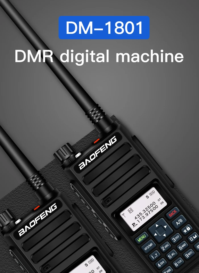 Baofeng DM-1801 Dual Band Dual Time slot DMR цифровой/аналоговый 2Way радио 136-174/400-470 МГц 1024 Каналы Ham иди и болтай Walkie Talkie DMR