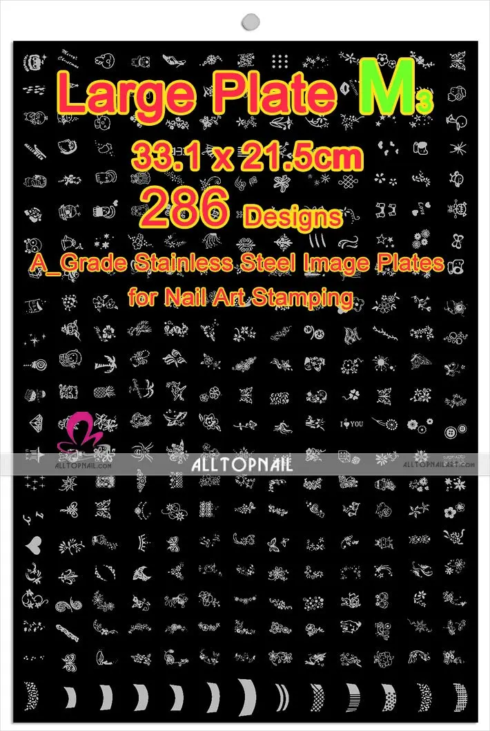 

All Top Nail Stamping plates for nail art 286 Designs Large Size 33.1*21.5cm