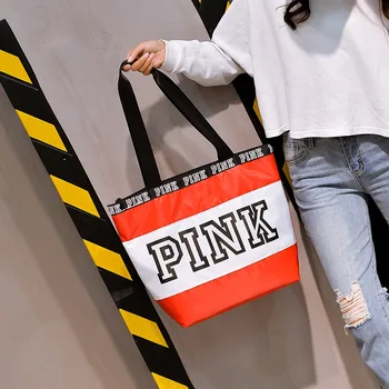 

Oxford Bags Outdoor Printing Folding Travel Bag States Shopping Bag Sports Waterproof Set Women Bag PINK