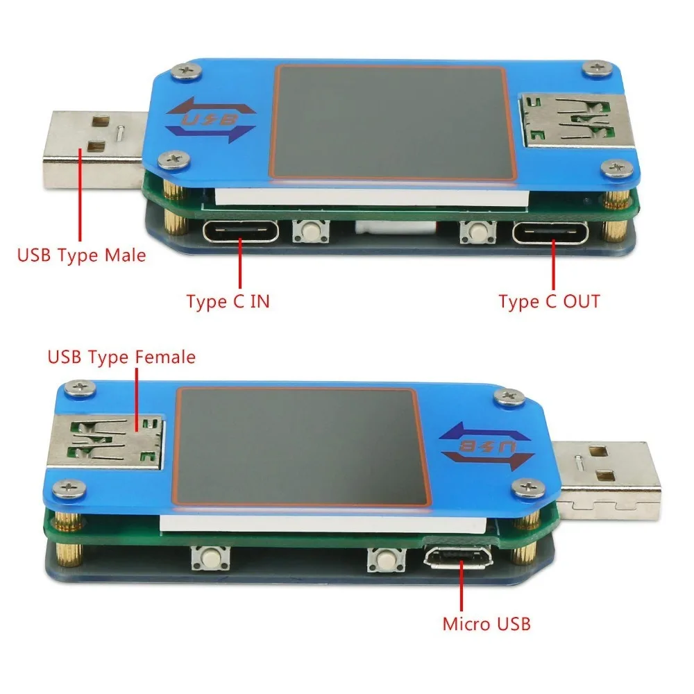 Для App USB 2,0 Тип-C ЖК-дисплей Вольтметр Амперметр Напряжение измеритель тока, для батареи зарядки измерения Bluetooth Связь UM25 UM25C