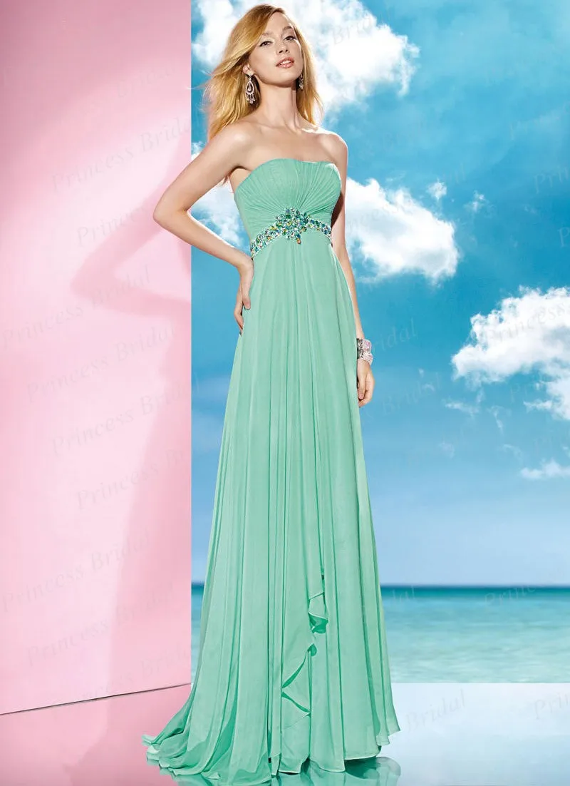 strapless floor length gown