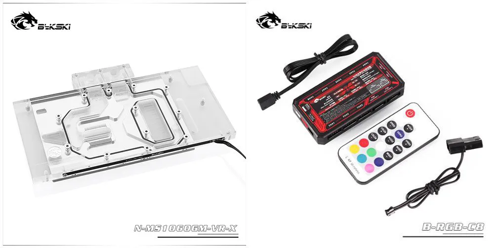 Bykski полный охват GPU водный блок для VGA MSI GTX 1060 игровой VR X 6G видеокарта N-MS1060GM-VR-X - Цвет лезвия: Controller(12V AURA)