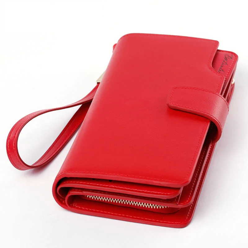 

Bostanten Real Genuine Leather Women Wallets Brand Design High Quality 2018 Cell phone Card Holder Long Lady Wallet Purse Clutch