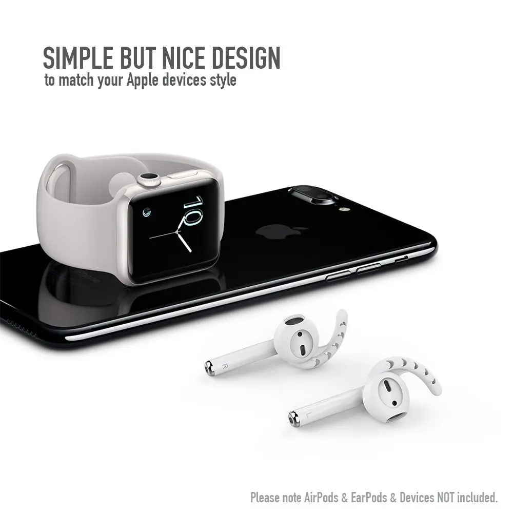 Duszake Replacement Soft Silicone Antislip Ear Cover Hook Earbuds Tips Earphone Silicone Case for AirPods Apple 3 Pairs