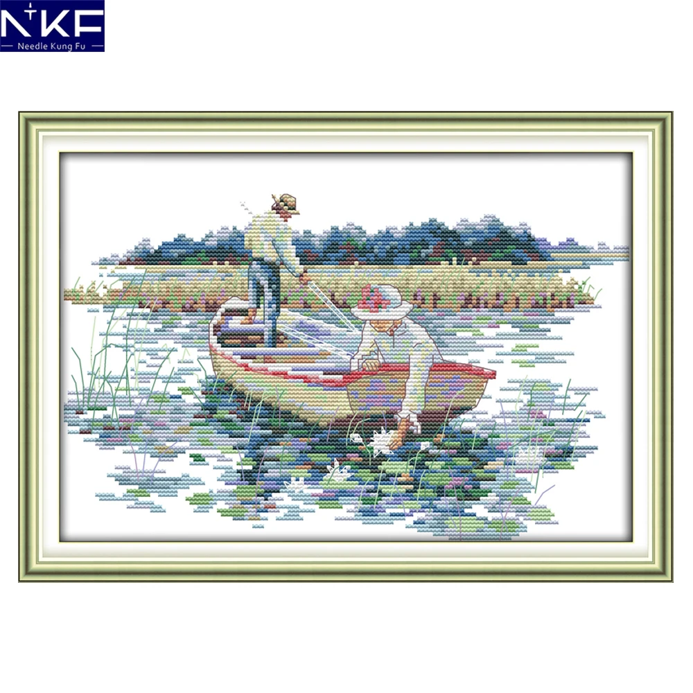 NKF Pick The Lotus Counted Cross Stitch Sets Needlework DIY Kits
