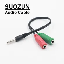 SUOZUN Headphone Splitter Cabo De Áudio de 3.5mm Macho para 2 Fêmea Jack de 3.5mm Splitter Cabo Adaptador Aux para iPhone samsung MP3 Jogador