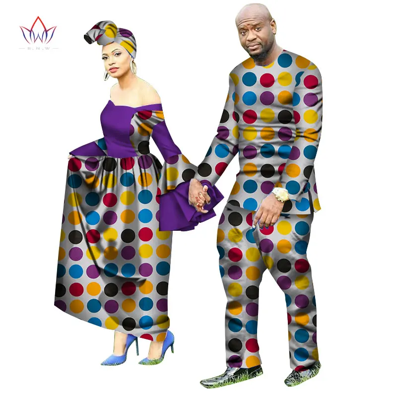 Африканская стильная одежда для пар для милых влюбленных Базен длинное женское платье и мужские комплекты Дашики размера плюс свадебная одежда WYQ69