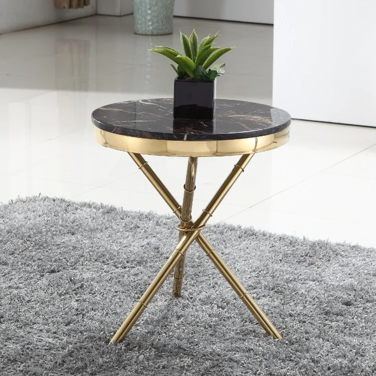 golden corner gold-plated round coffee table stainless steel corner marble side table golden corner gold-plated round coffee table stainless steel corner marble side table