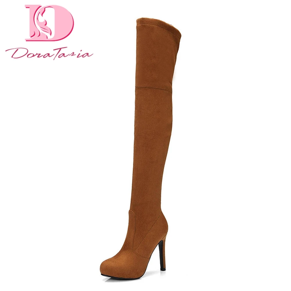 

Doratasia top quality Large Size 34-43 Hot Sale Thin High Heels Boots Woman Shoes sexy dropship Over The Knee Boots Woman Shoes