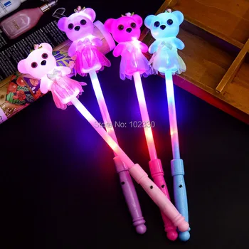 

100pcs Cute Little Bear Light Up LED Stick Wands Rally Rave Cheer Batons Party Flashing Glow Stick Light Sticks