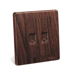 Настенная панель розетки 86 в европейском стиле деревянный цвет телефонная компьютерная сеть телефонная розетка телефонная сеть розетка, ПК 220 В