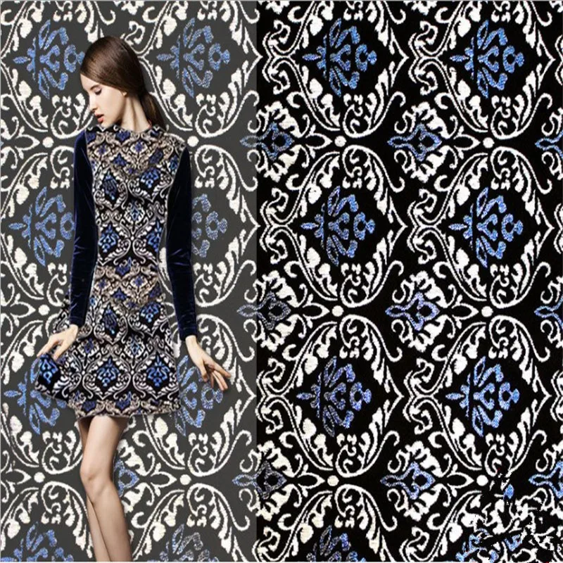 

SAKSIA 1Meter Brocade Jacquard Fabric Yarn Dye Metallic Material Sewing on Women Dress Coat Cloth Patchwork Zakka Flower Fabric