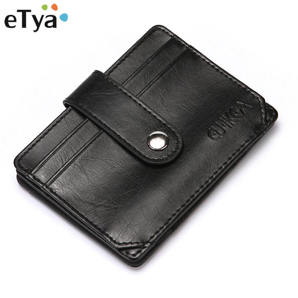 ETya высококачественный мужской бумажник из искусственной кожи, модный кошелек на застежке, кредитный держатель для карт, Короткие Кошельки, мужские маленькие кошельки, сумка для денег и карт