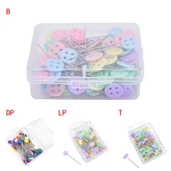 

100Pcs/Box Dressmaking Pins Patchwork Needle Sewing Tools Flower Bow Tie Button Head Patchwork Pins Apparel Sewing Accessories