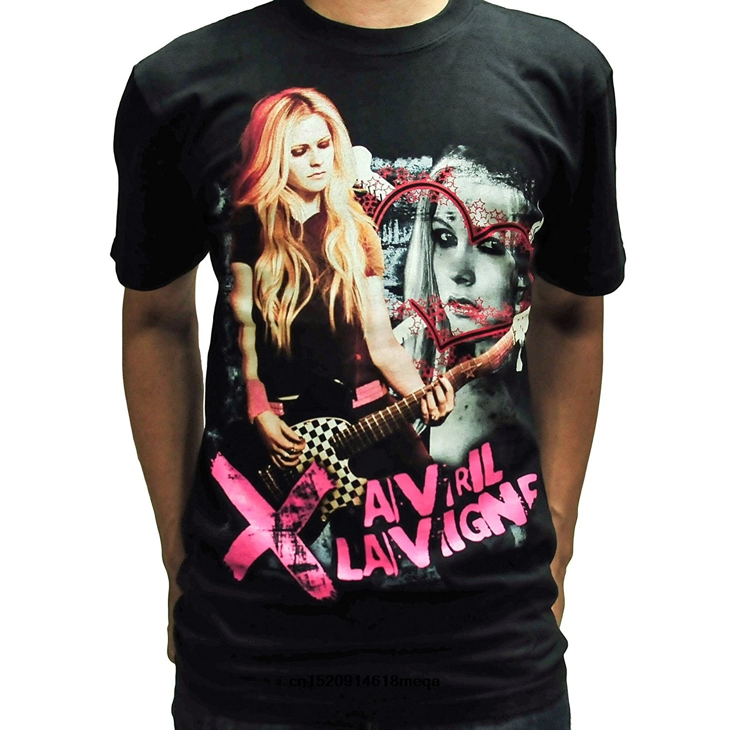 

Rock rollman Avril Lavigne T Shirt Rock Band H395 Mens High Quality Printed Tops Tees Black Short Sleeve Tshirts