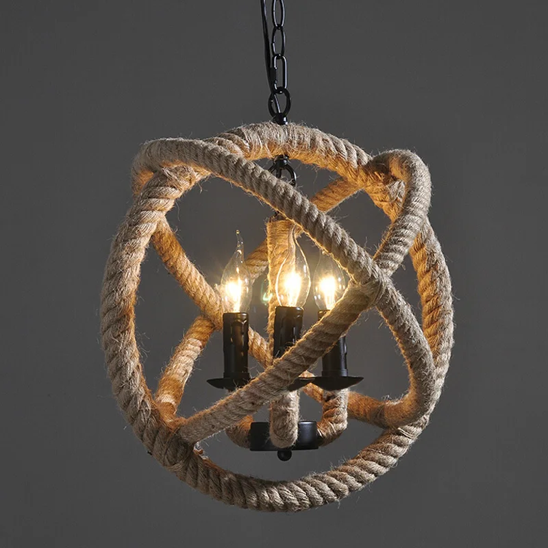 

Ecolight Free Shipping Vintage Chandeliers Light Retro 3 Lamp E14 E12 Hemp Rope Chandelier Retro Country Style Vintage Style