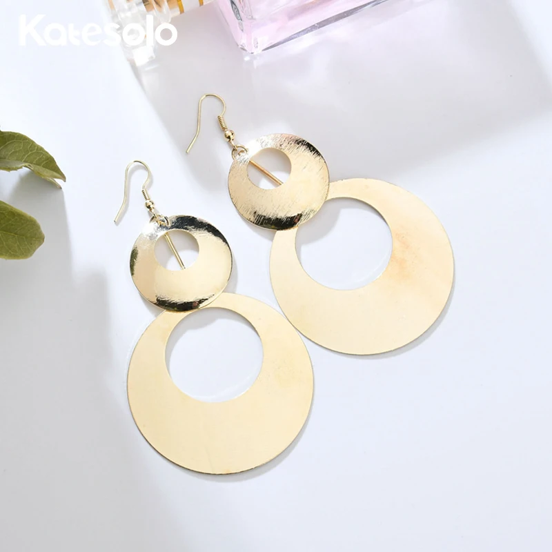 

Statement Punk Gold/Silver/ Black Dangle Earrings For Women Multilayer Circle Drop Hanging Large Earring Wholesale