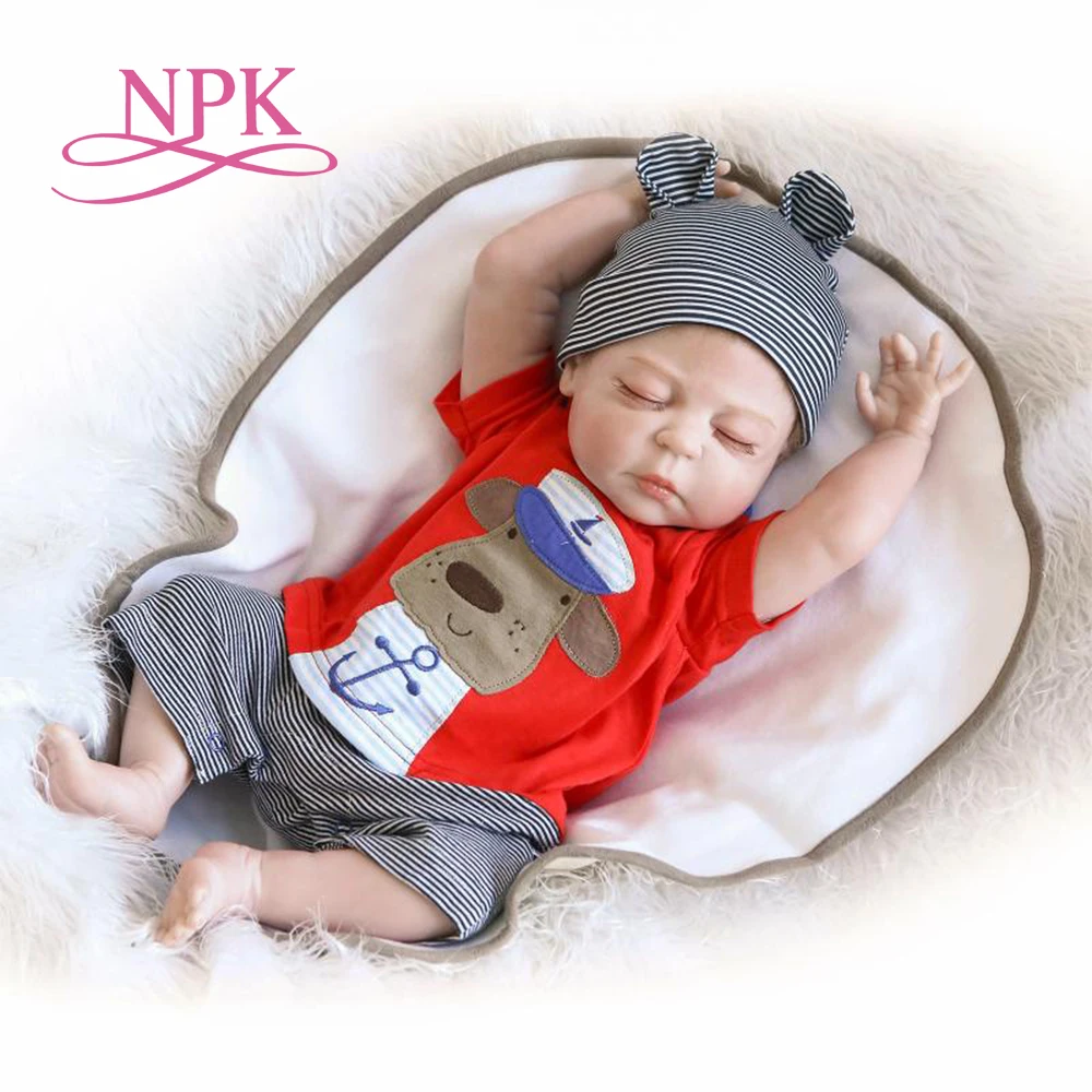 NPK 56 см Большой размер Reborn baby boy bebe Кукла reborn полный силиконовый корпус Лучшие дети спящий мальчик подарок игрушки brinquedos bonecas