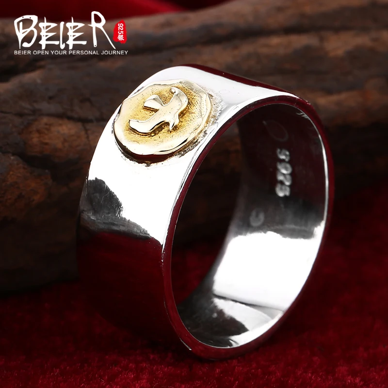 Beier 925 silver sterling simple with one high polished signet design ring man and women jewelry BR925R039