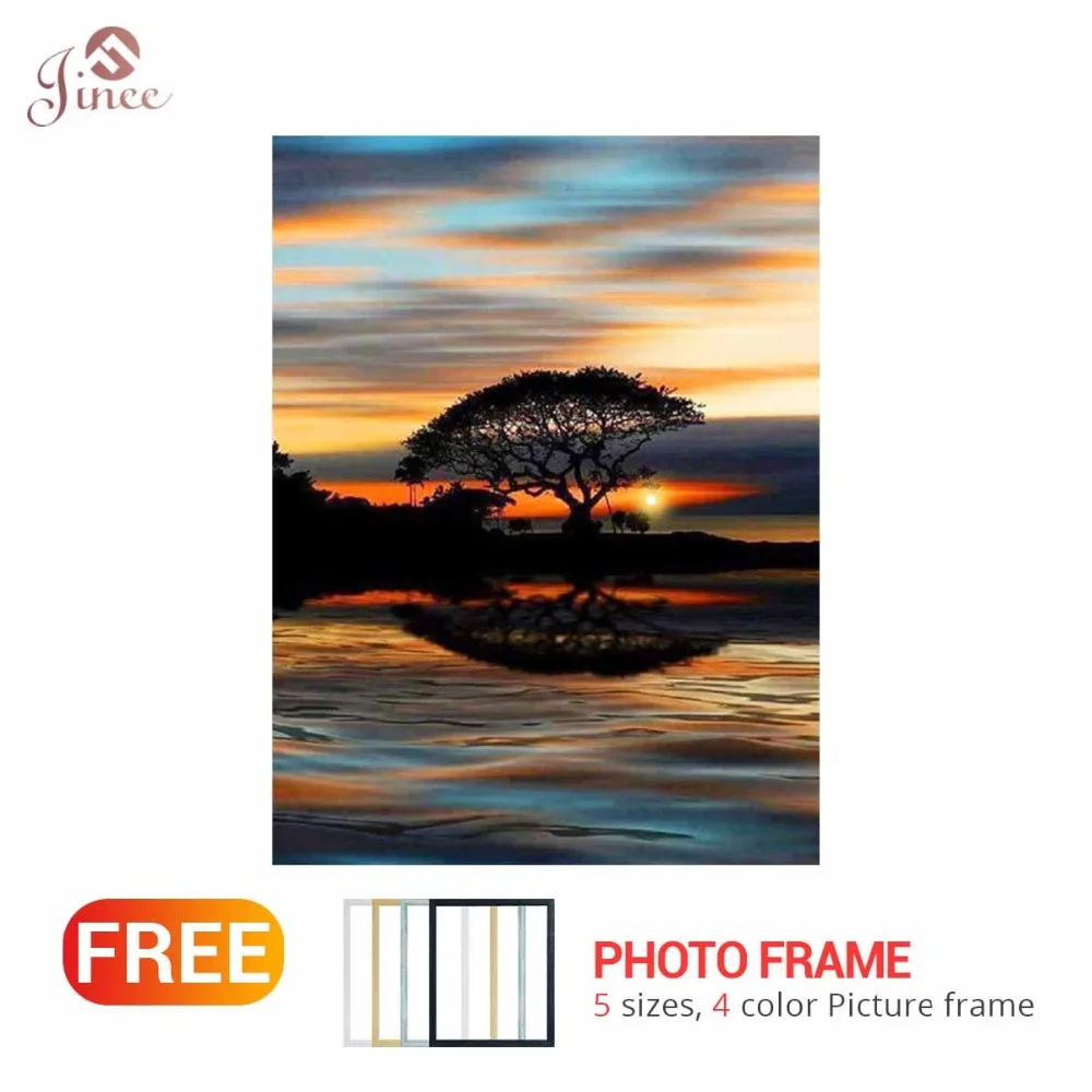 

Landscape Lakeside Tree Scenery DIY Crystal full drill square 5D diamond painting cross stitch kit mosaic round rhinestone