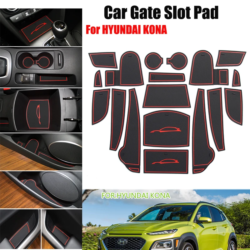 

Hot selling Car Door Groove Mat Gate Slot Pad Latex Anti Non Slip car-styling 18pcs/set For HYUNDAI KONA auto accessories