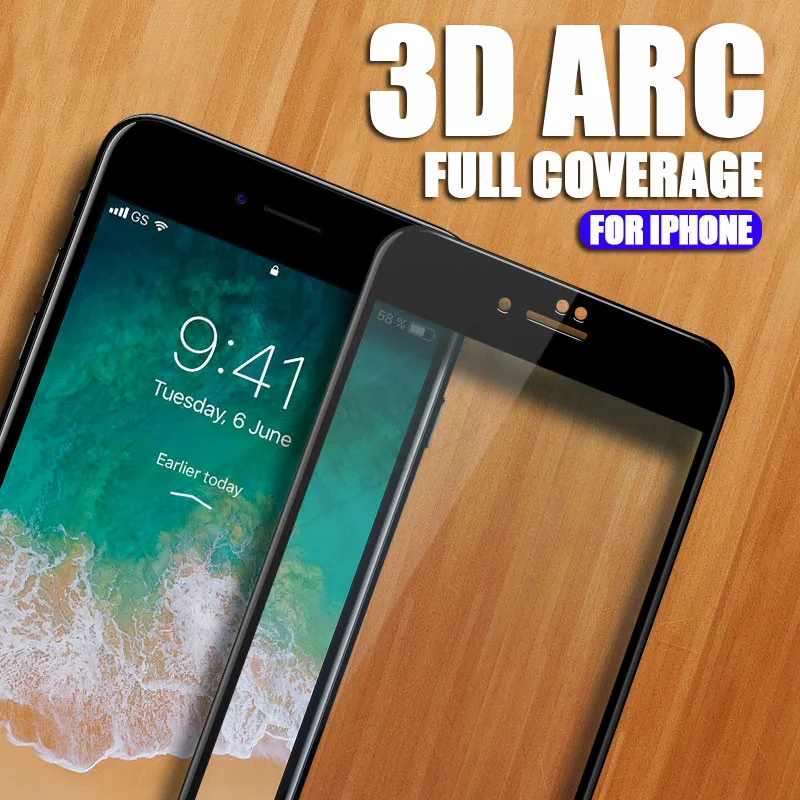 3D полное покрытие краев закаленное стекло для iPhone 7 8 6 Plus Защита экрана для iPhone X 6 6s 7 Plus защитная пленка стекло