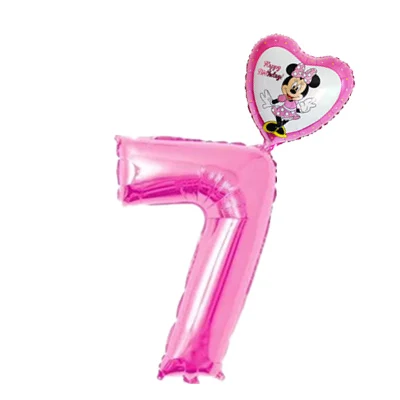 2 шт. 32 дюйма розовый и голубой номер 0-9 Фольга надувные шары Mickey воздушный шар "Минни" 1 2 3 4 5 6 7 8 9 лет для детей от День рождения украшения - Цвет: pink 7