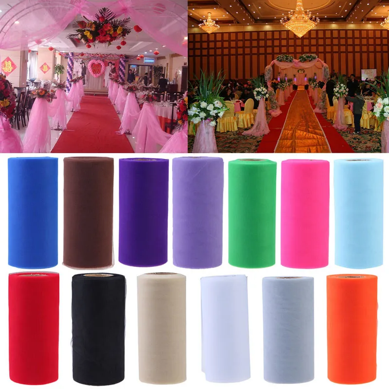 Top quality 26.7X15cm Colorful Tissue Tulle Roll Spool Craft Wedding Party Decoration Organza Sheer Gauze Element Table Runner