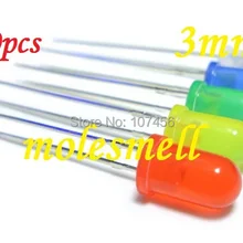 100 шт. 5 значение 3 мм рассеянный красный, желтый, синий, зеленый, белый r, g, B, w, Y, смешанные цвета светодиодные 20 шт. каждый цвет