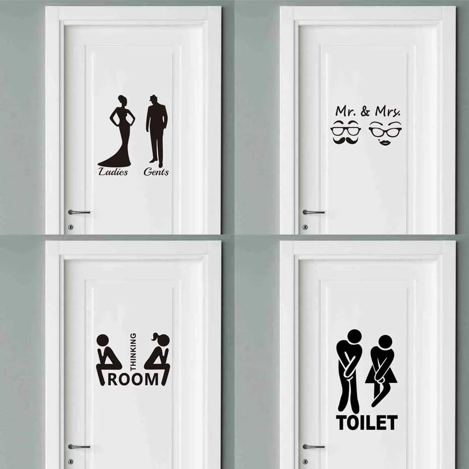 Г-н& г-жа цитаты наклейки на дверь домашний декор туалет ванная комната туалет обои художественное украшение двери виниловые наклейки съемные Плакат Фреска