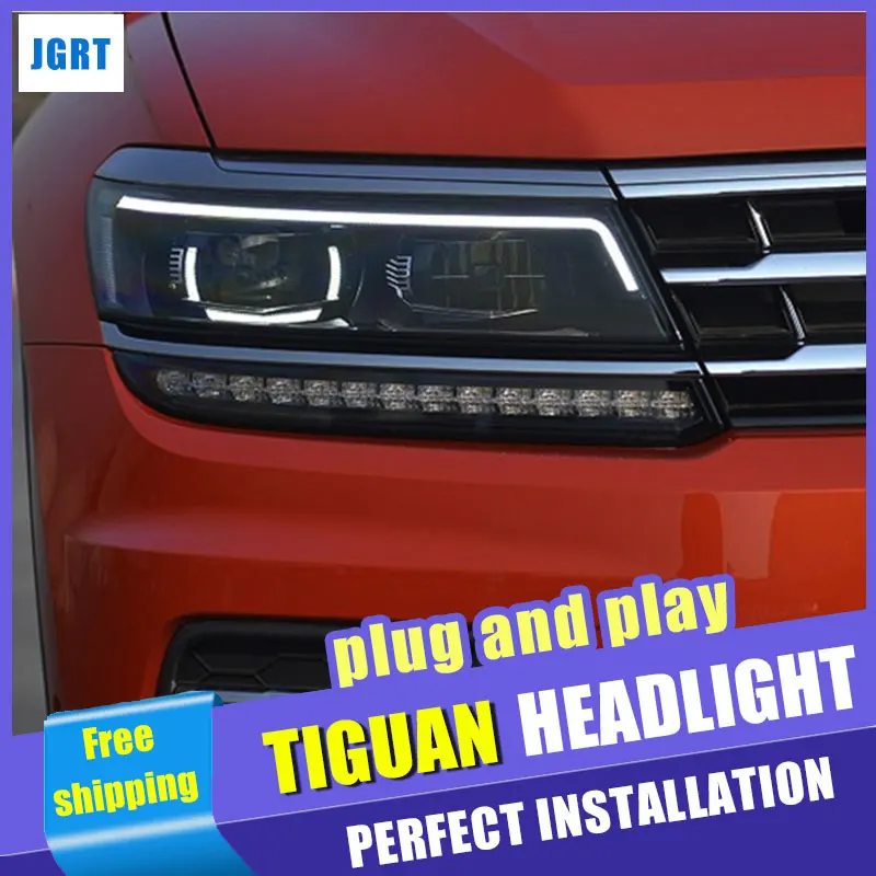 Автомобильный Стайлинг комплект фар 2017 для VW Tiguan светодиодный светодиодные