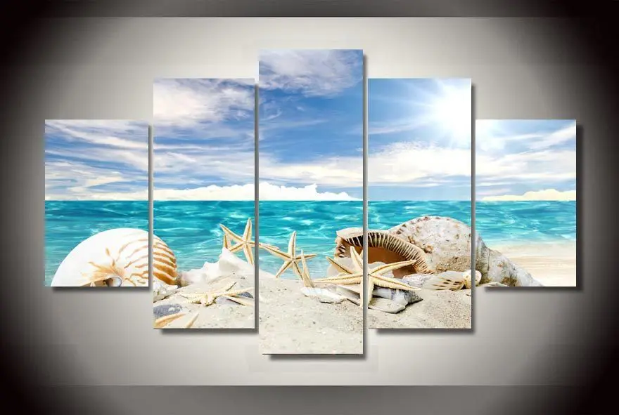 

Artistic originality Indoor Art Abstract Indoor Decor A9 Shell Exotic Beach print canvas 5 pieces