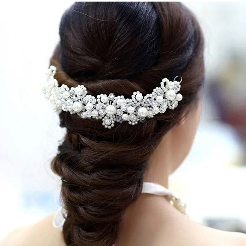 Классический обруч жемчужный красивые Кристальные Бусины Fit Свадебный головной убор для невесты Свадебные аксессуары для украшений для волос