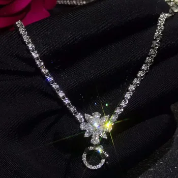 شراءغرامة مجوهرات بالجملة الفاخرة 18 K الذهب الأبيض 2.9ct جنوب أفريقيا الطبيعية قلادة الماس قلادة للنساء الزفاف الخطوبة