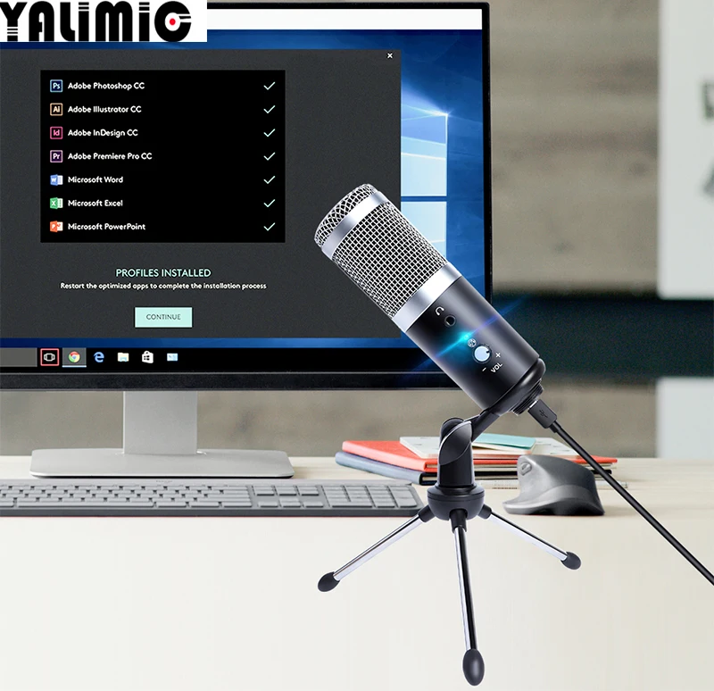 Professional Microphone Condenser for Computer PC USB Plug+Tripod Stand YouTube Broadcasting Recording Microfone Karaoke Mic