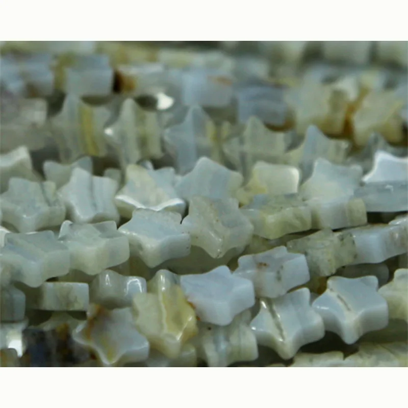 

Wholesale Natural Blue Lace Agate Purple Agate Flat Star Shape Loose Small Beads 4-10mm Fit Jewelry DIY Necklace 15" 03122