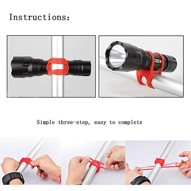 Best Bandage holder Cycle Strap Mount Fix Bicycle Fastener Phone Band Tie Torch Light Silicone Flashlight Mobile Bike Elastic 2