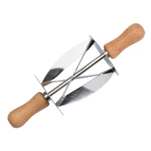 Stainless Steel Rolling Cutter For Making Croissant Bread Wheel Dough Pastry Knife Wooden Handle Baking Kitchen Knife
