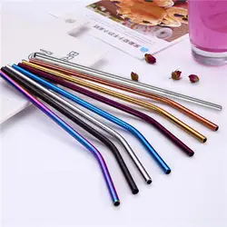 Красочные многоразовые DrinkingStraw нержавеющая сталь металла, соломы с 1 чище BrushFor HomeParty Барные аксессуары нержавеющая сталь 5 шт